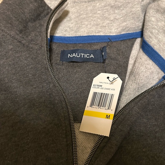 Nautica Quarter Zip Charcoal Gray NWT Medium - Picture 3 of 3